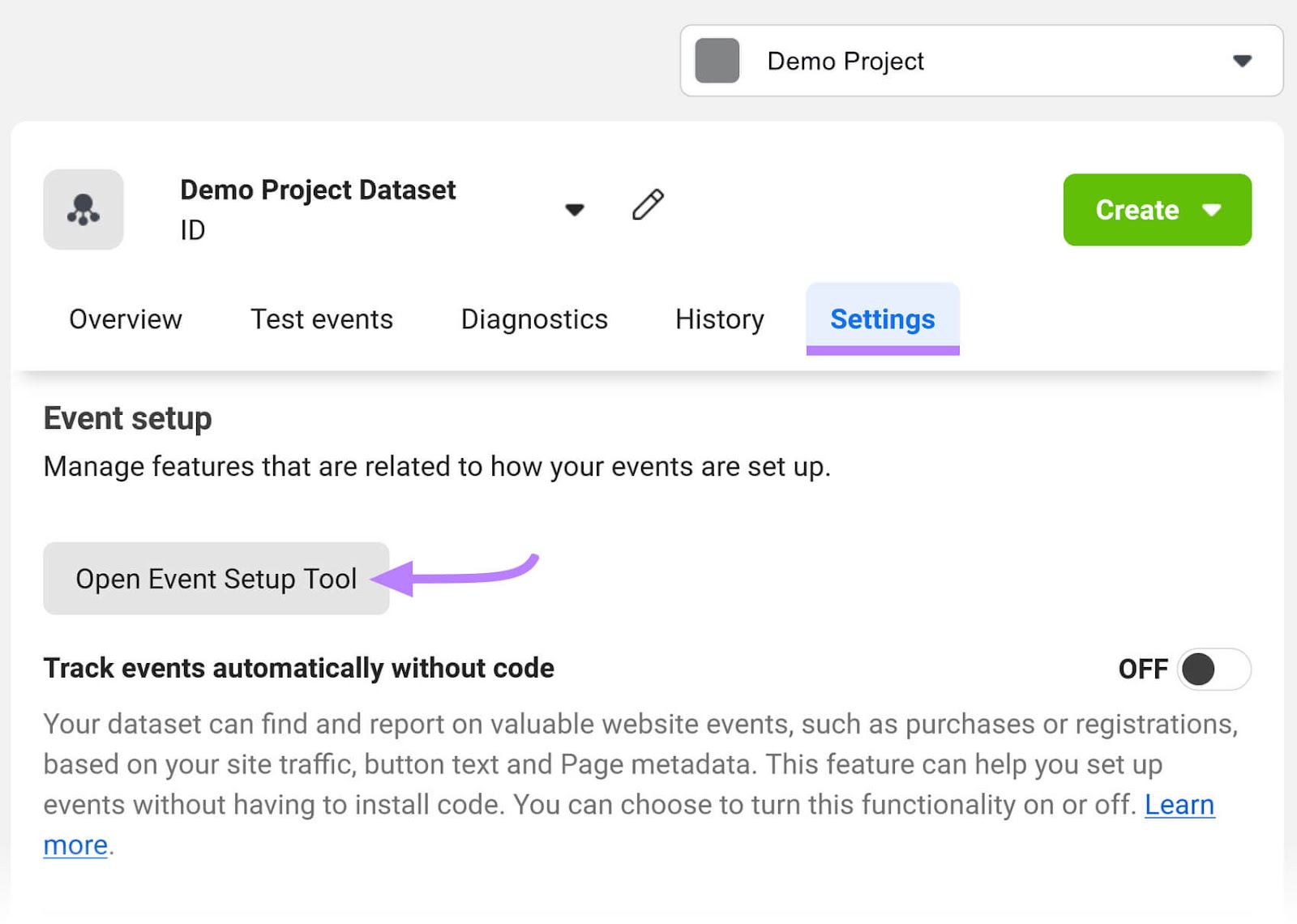 “Open Event Setup Tool” button selected under "Event setup" module