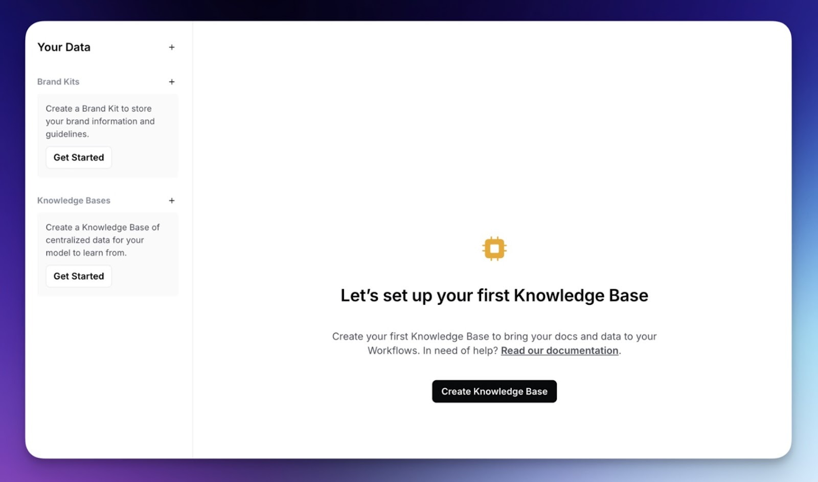 "Create a knowledge base" window on AirOps.