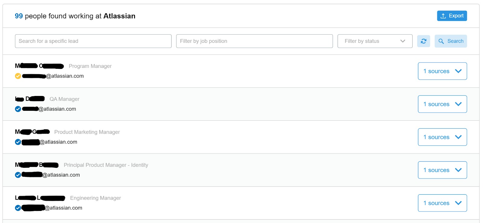 FindThatLead Domain Searcher people found