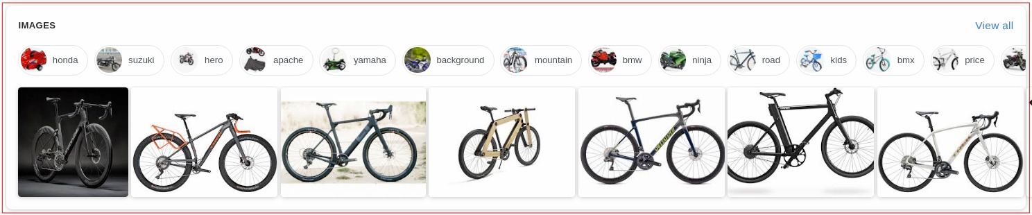 Image carousel on a mobile SERP