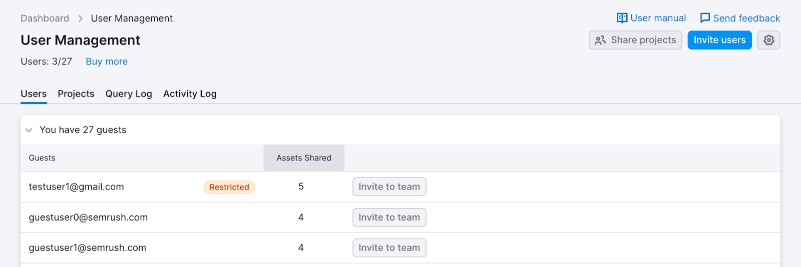 Example of the Guest list.